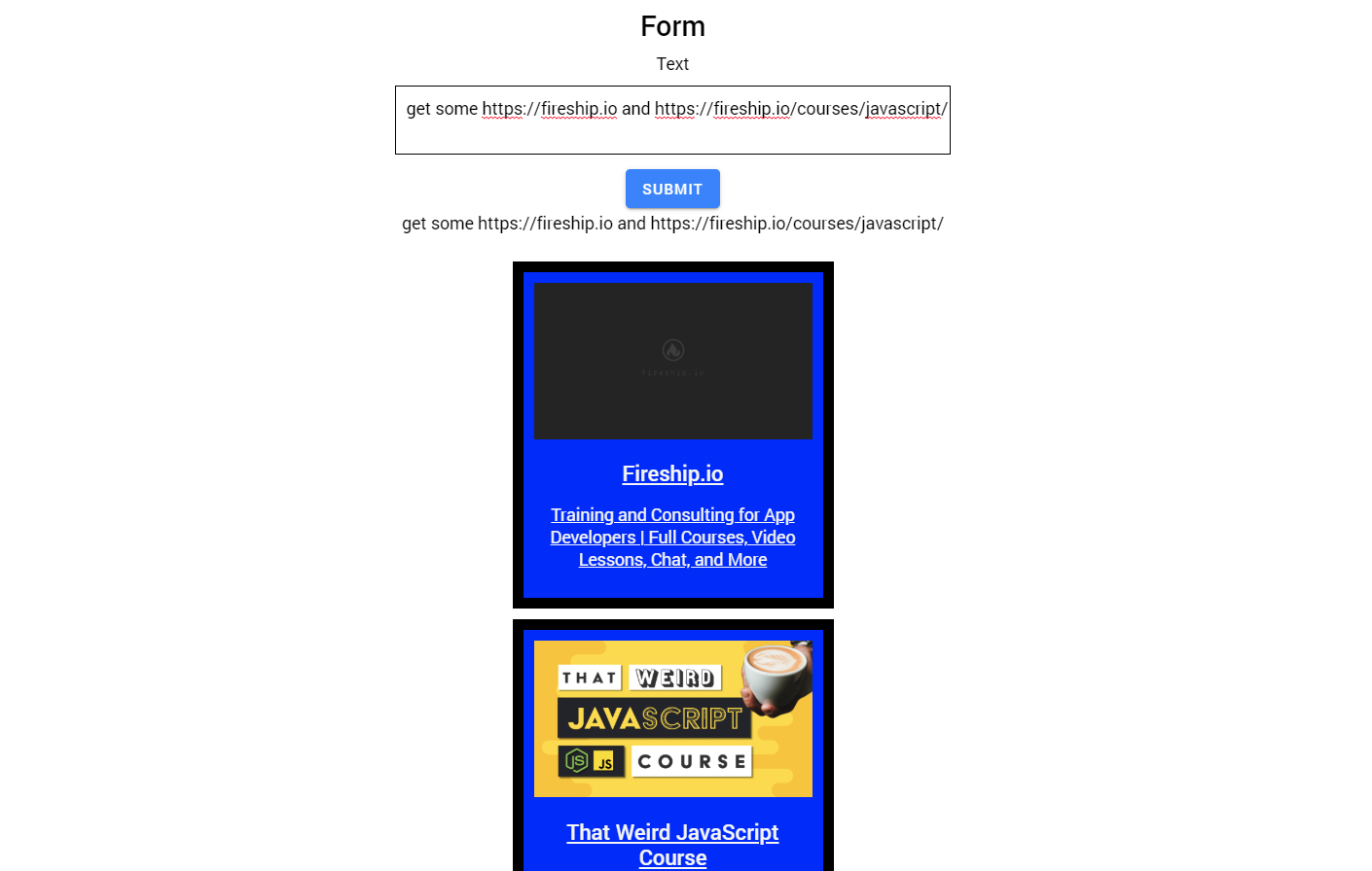 Link preview result in Ionic Angular
